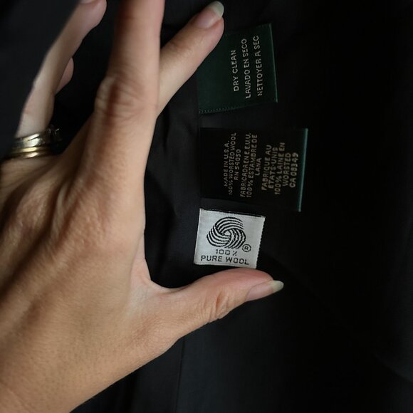 Lauren Ralph Lauren Worsted Wool Glen Plaid Double- Breasted Blazer Petite 2P - Picture 5 of 6